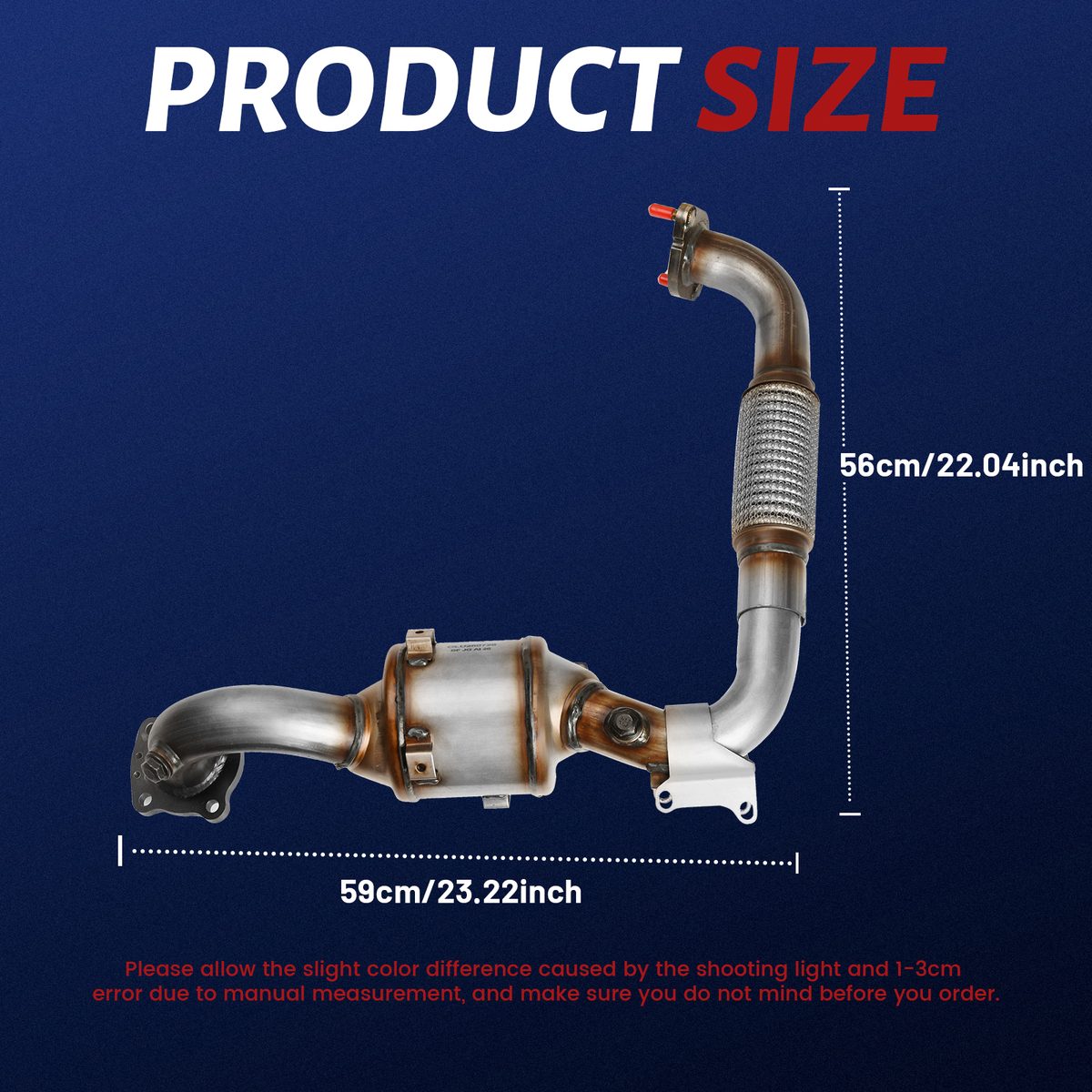 Product dimensions of the Ford C-Max catalytic converter: approx. 59 cm x 56 cm