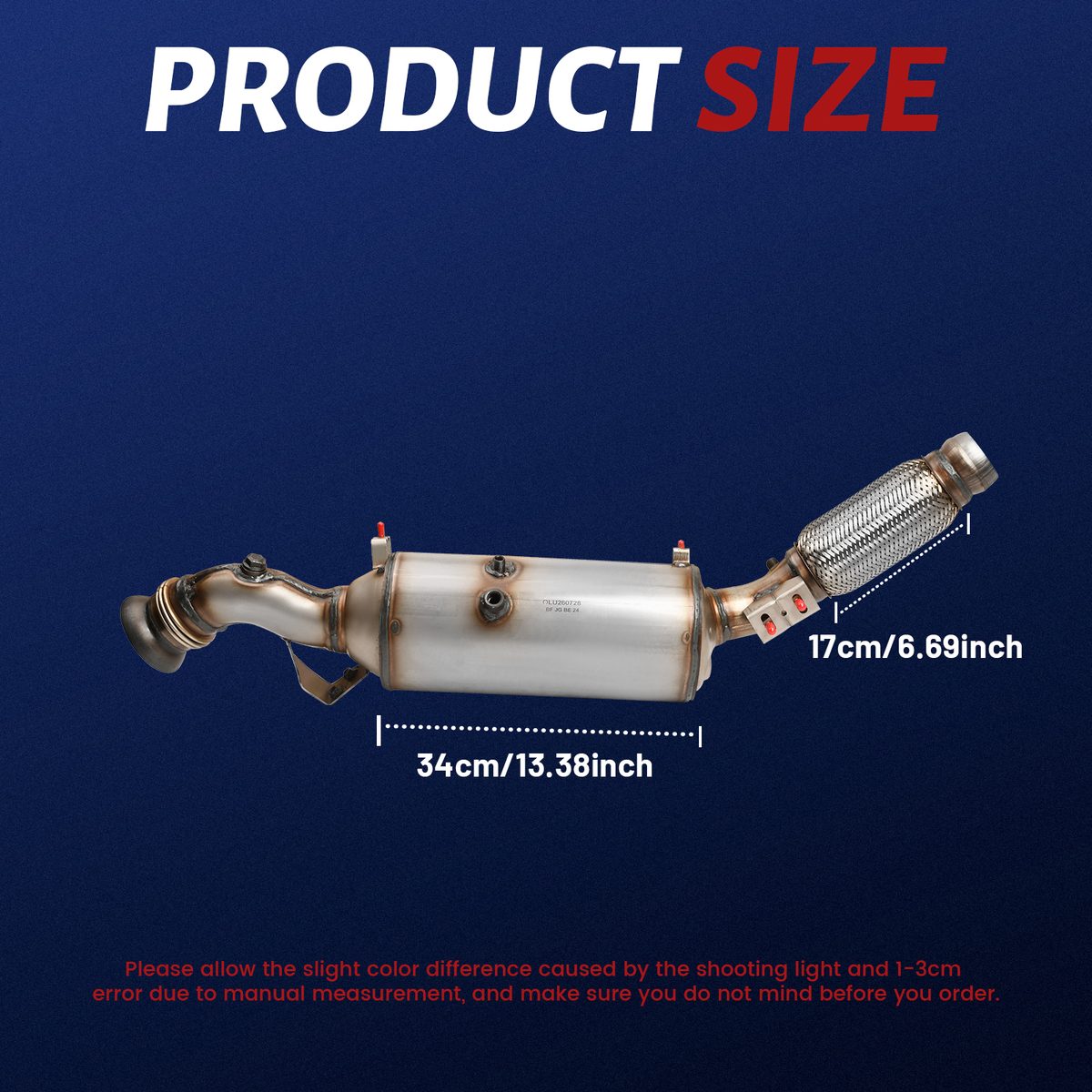 Product dimensions of the Sprinter catalytic converter: approx. 57 cm x 34 cm