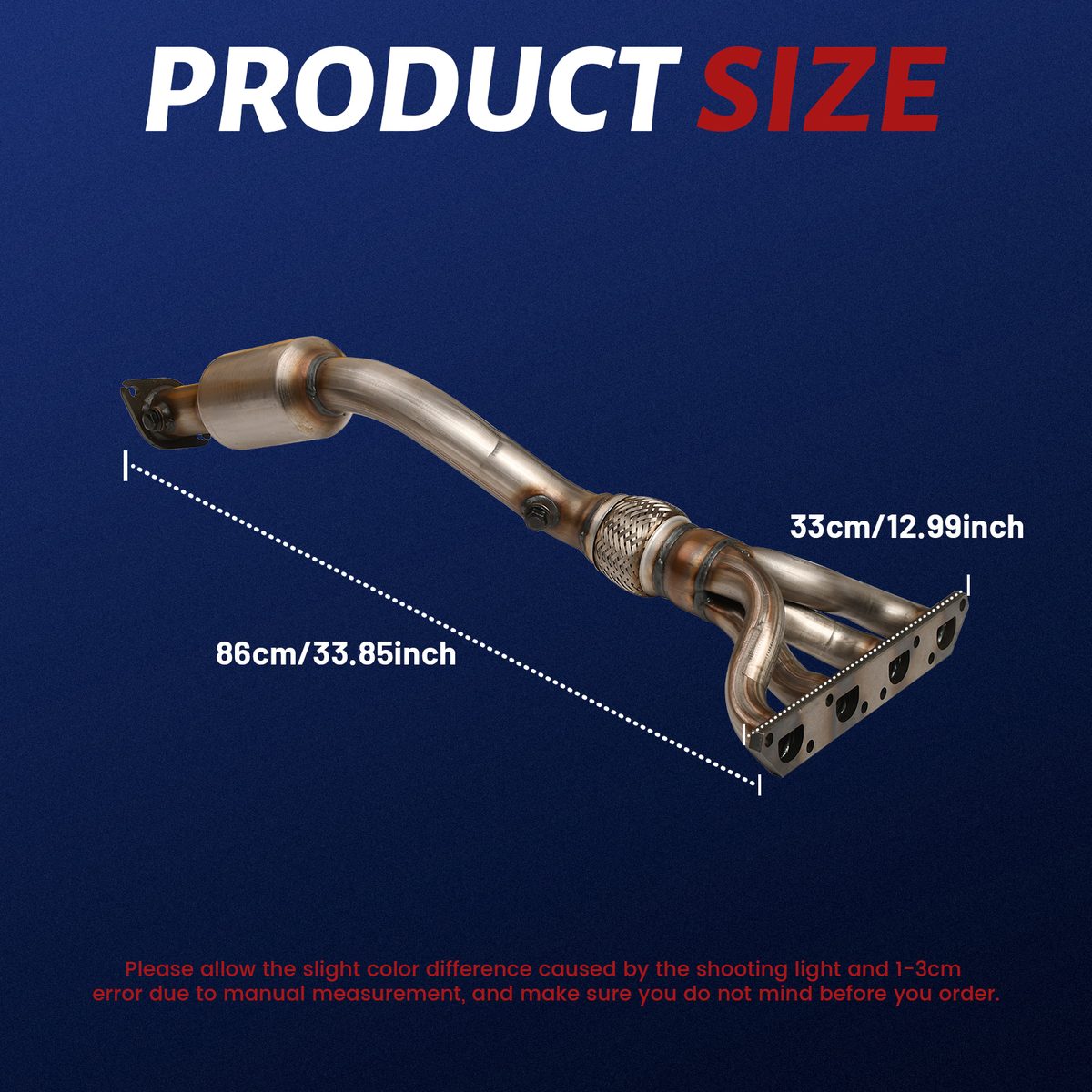Product dimensions of the MINI Cooper catalytic converter: approx. 86 cm x 33 cm